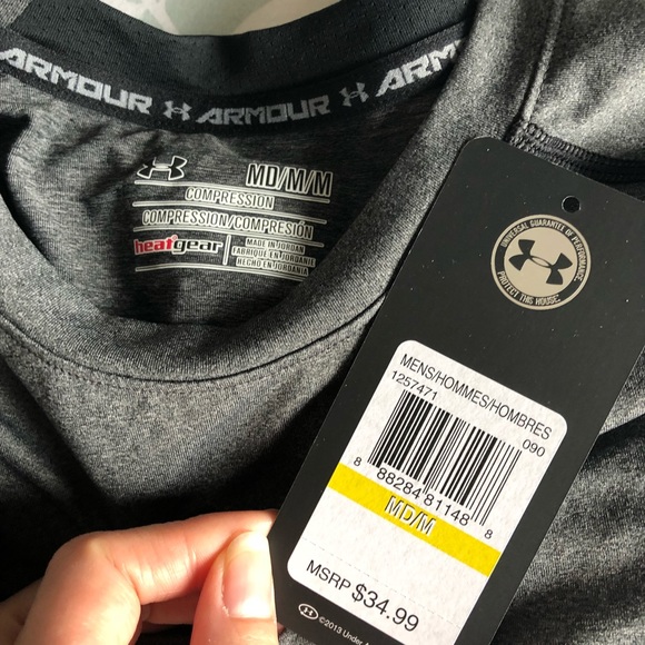 NWT UA Heatgear Longsleeve Compression Tee In Gray - Picture 6 of 6